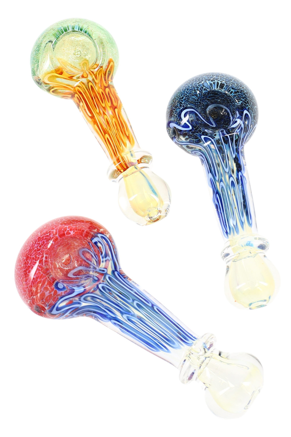 Frit Squiggle Striped Glass Pipe